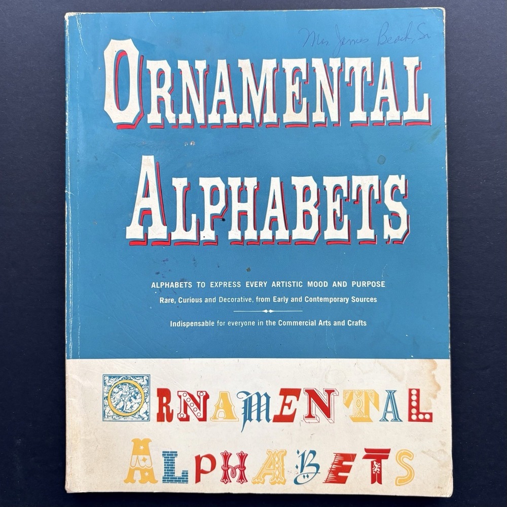 Antique, Decorative & Ornamental Alphabets Cohn & Estrin 1955 Crafts Scrapbooks